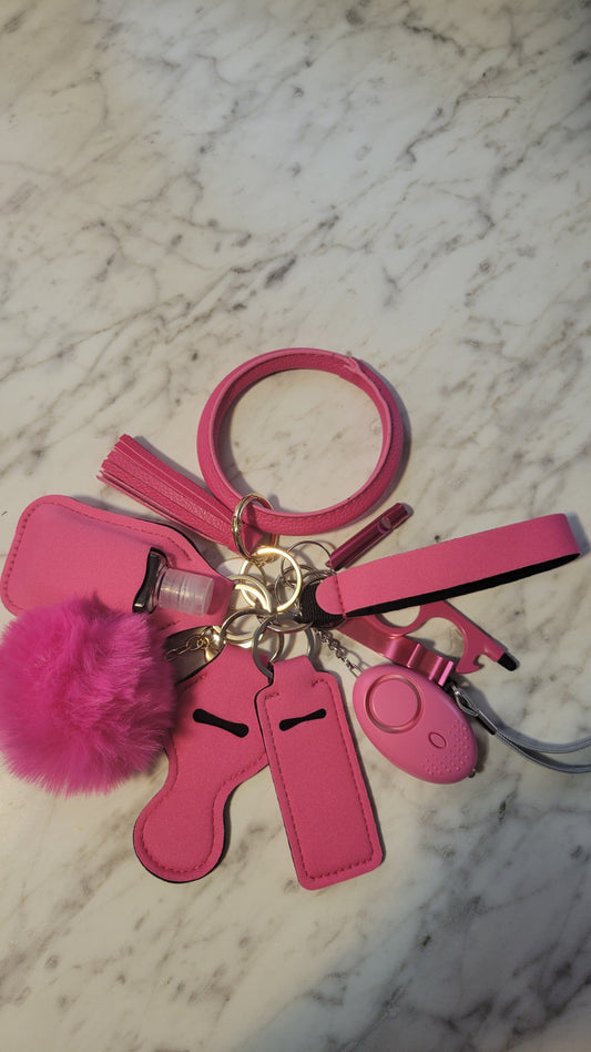 Classy Pink Aesthetic Rose Safety Defense Keychain