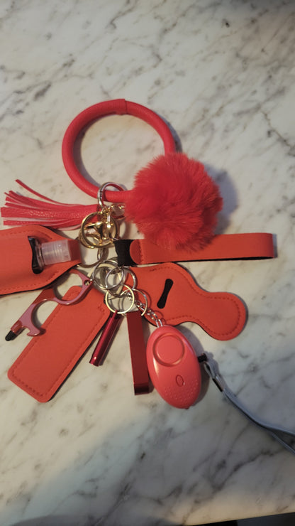 Classy Candy Apple Red Safety Defense Keychain Set